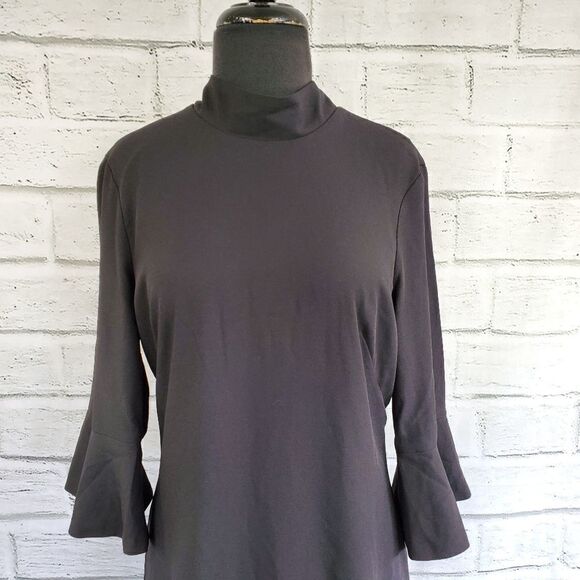 Chelsea28 ruffle sleeve black shift dress - Picture 3 of 8